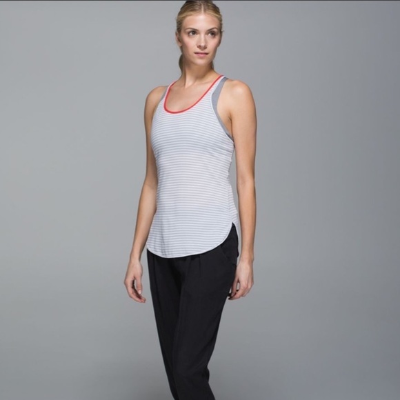 Lululemon What The Sport Singlet Racerback Tank Top Silver Stripe White - Picture 14 of 14